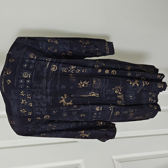 Pride & Joy Vintage Women's Blue Art to Wear Tunic Style Size 12 - Picture 8 of 9